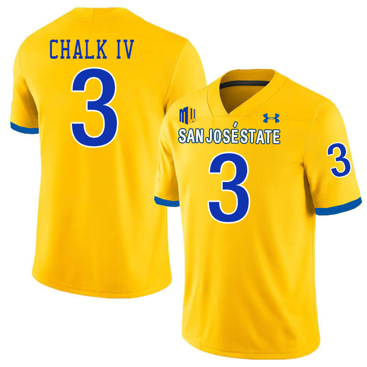 #3 Floyd Chalk IV SJSU Jersey,San Jose State Spartans Football Jersey College Uniforms-Gold